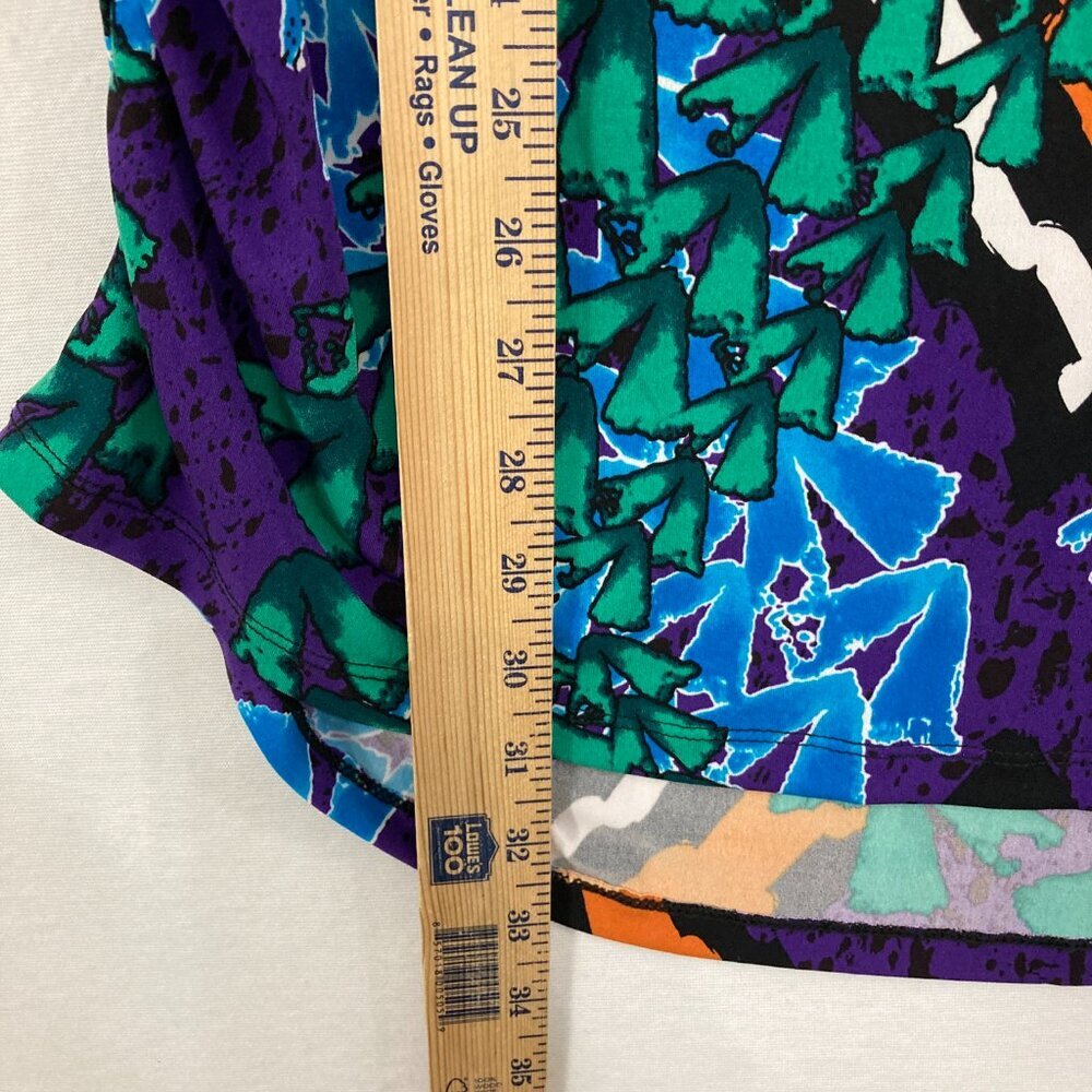 New Peter Nygard size XL Colorful Artsy Abstract Ruched Side Stretch‎ Knit Top - Picture 6 of 11
